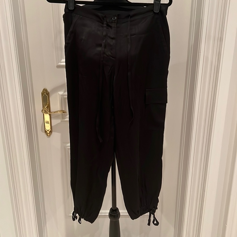 Black silk copped cargo pants size 2